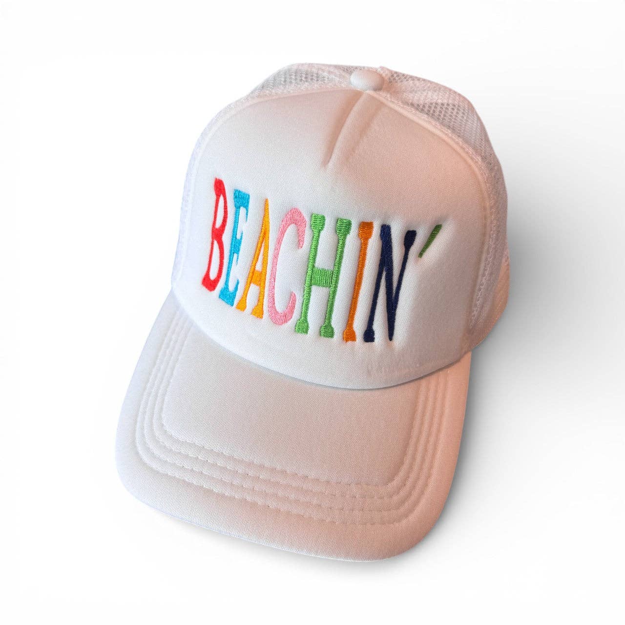 Beach hat embroidered, great vacation or Summer hat: Multi-Colored