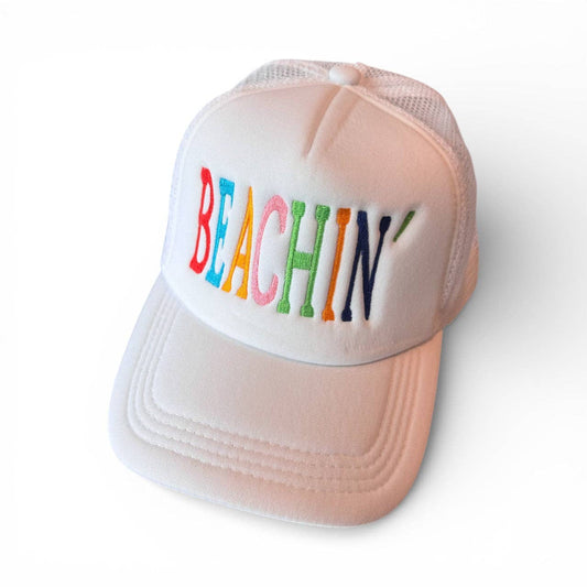 Beach hat embroidered, great vacation or Summer hat: Multi-Colored