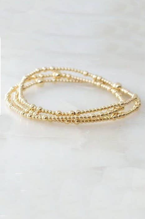 MULTI LAYER GOLD BALL CHAIN BEADED BRACELET | 40B5179: GOLD