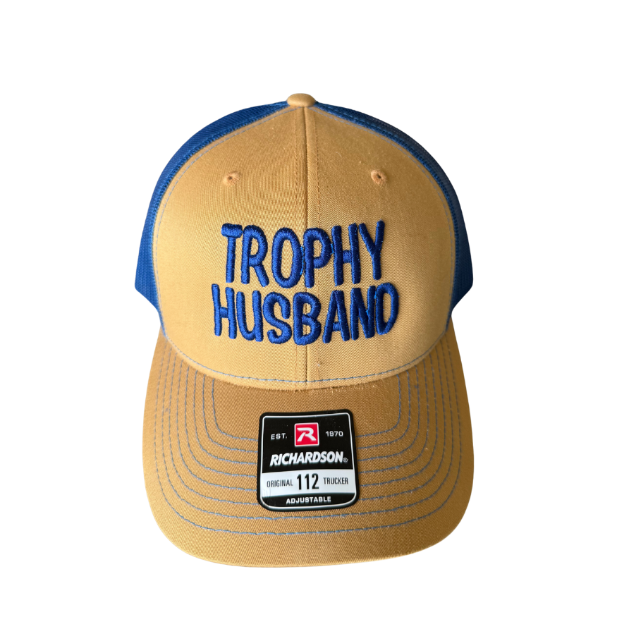 Embroidered Hat for Husbands, great wedding, engagement gift: Copper/Black with Rope
