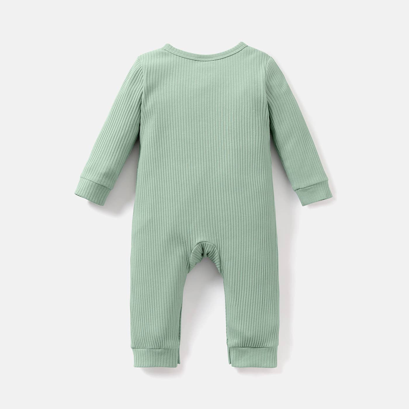 Baby Girl/Boy Cotton Button Ribbed Long-sleeve Jumpsuits