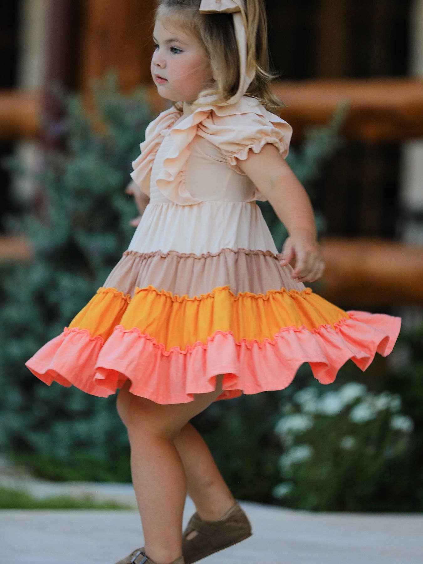 Fall Bohemian Style Toddler Girl Dress with Ruffles: 2