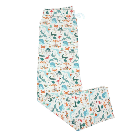 Explore Florida Souvenir Bamboo Adult Pajamas Lounge Pants: Beige/Multi / XL