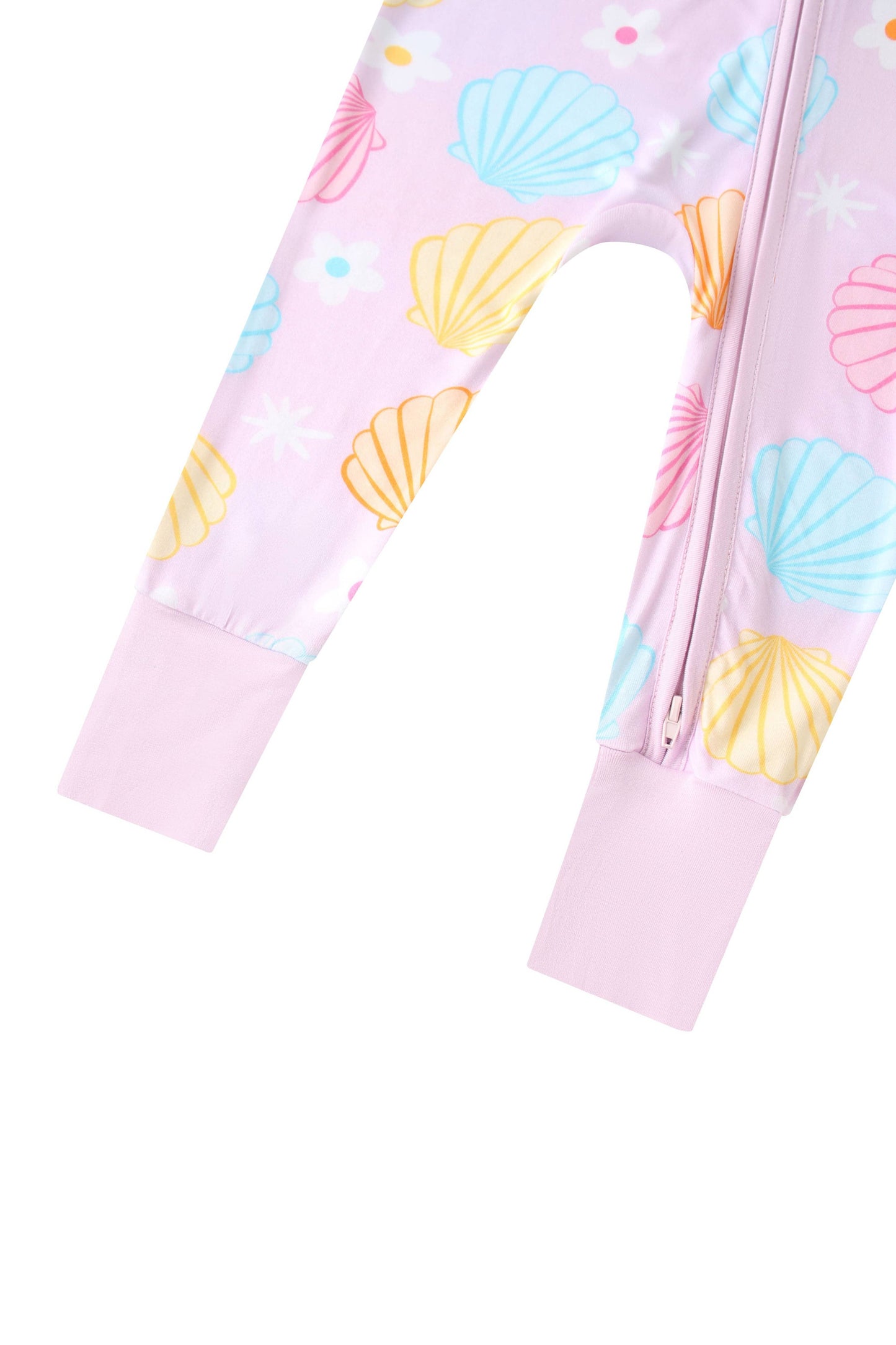 Posh TOT Pastel Seashell Bamboo Baby Convertible Zippy Romper: 18-24M