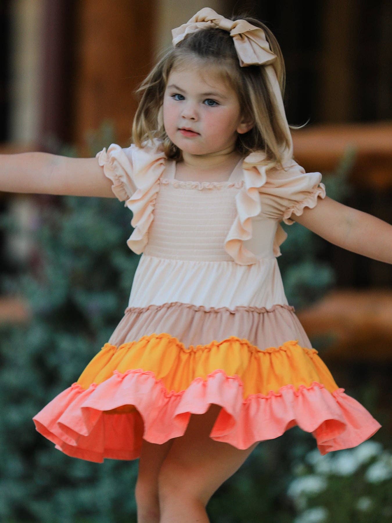 Fall Bohemian Style Toddler Girl Dress with Ruffles: 2