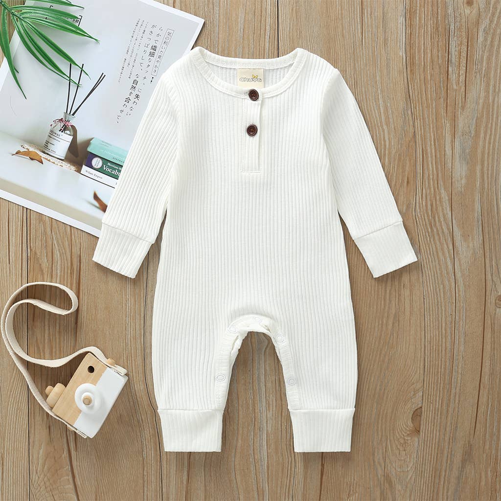 Baby Boy/Girl 95% Cotton Ribbed Button Up Jumpsuit