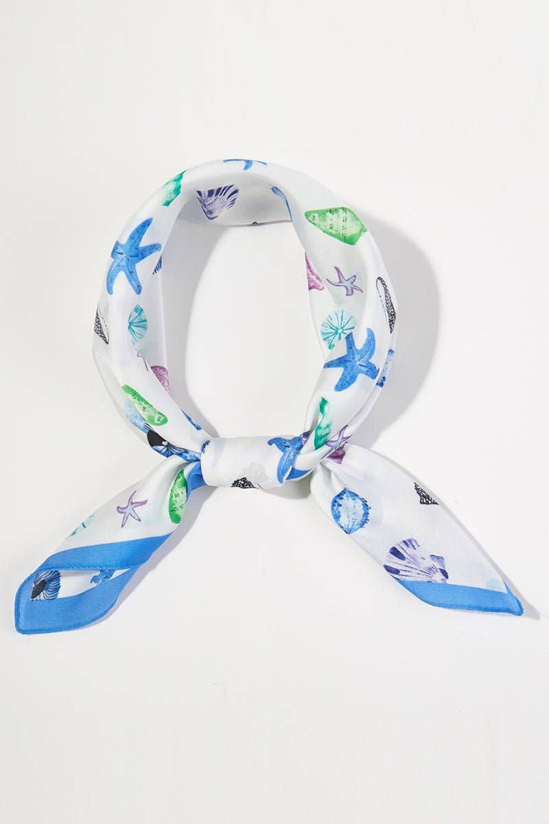 Ocean Hour Blue Square Satin Scarf