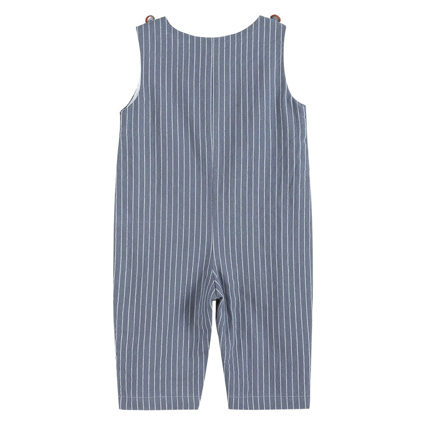 Blue-Gray Stripe Turkey Smocked Overalls