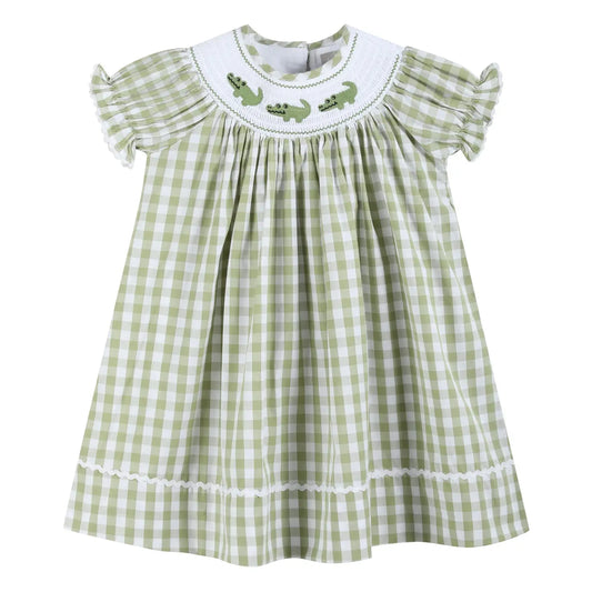 Alligator Smocked Bishop Dress
