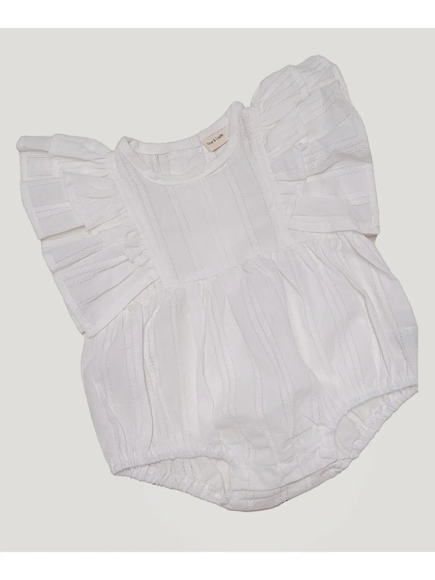 Baby Girl White Sleeveless Cotton Romper Ruffle Bubble Julia