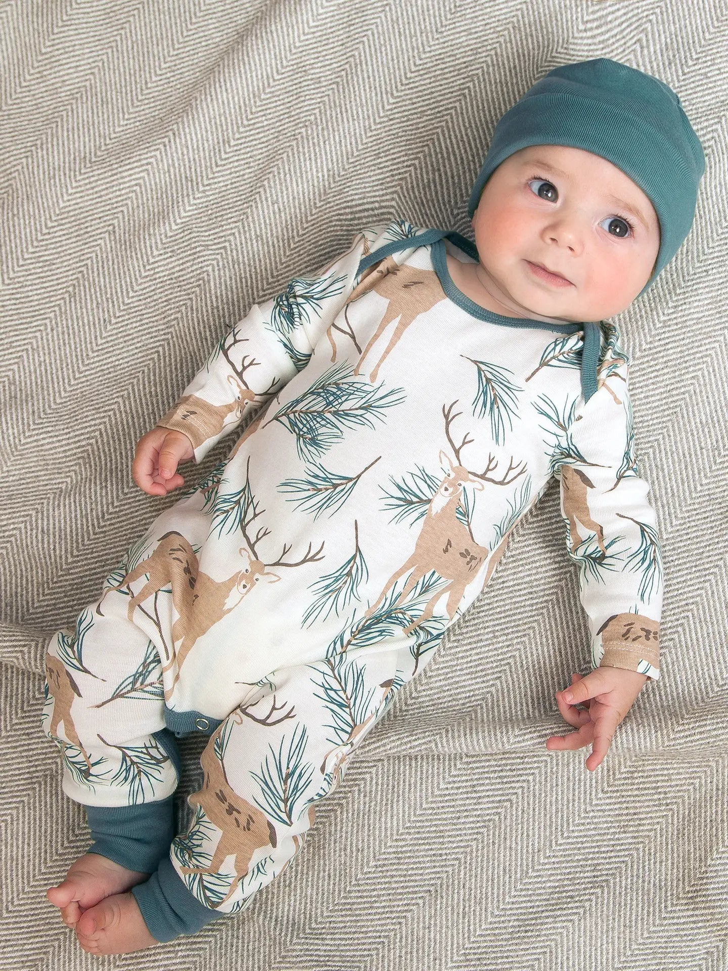 Baby's Christmas Deer Pine Bamboo Romper