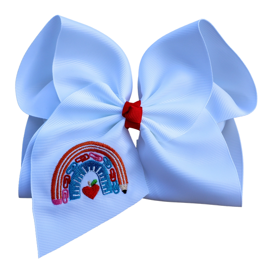 Back to School Rainbow Hair Bow