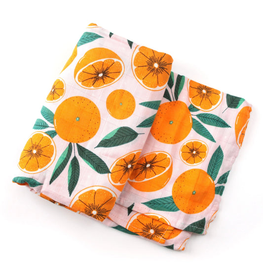 Bamboo Muslin Swaddle - Sliced Oranges