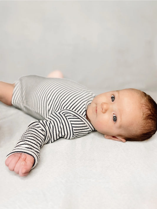 Black Stripe / Organic Ribbed Long Sleeve Bodysuit