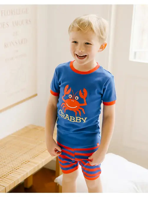 Blue Crab Short Sleeve Pajama Set