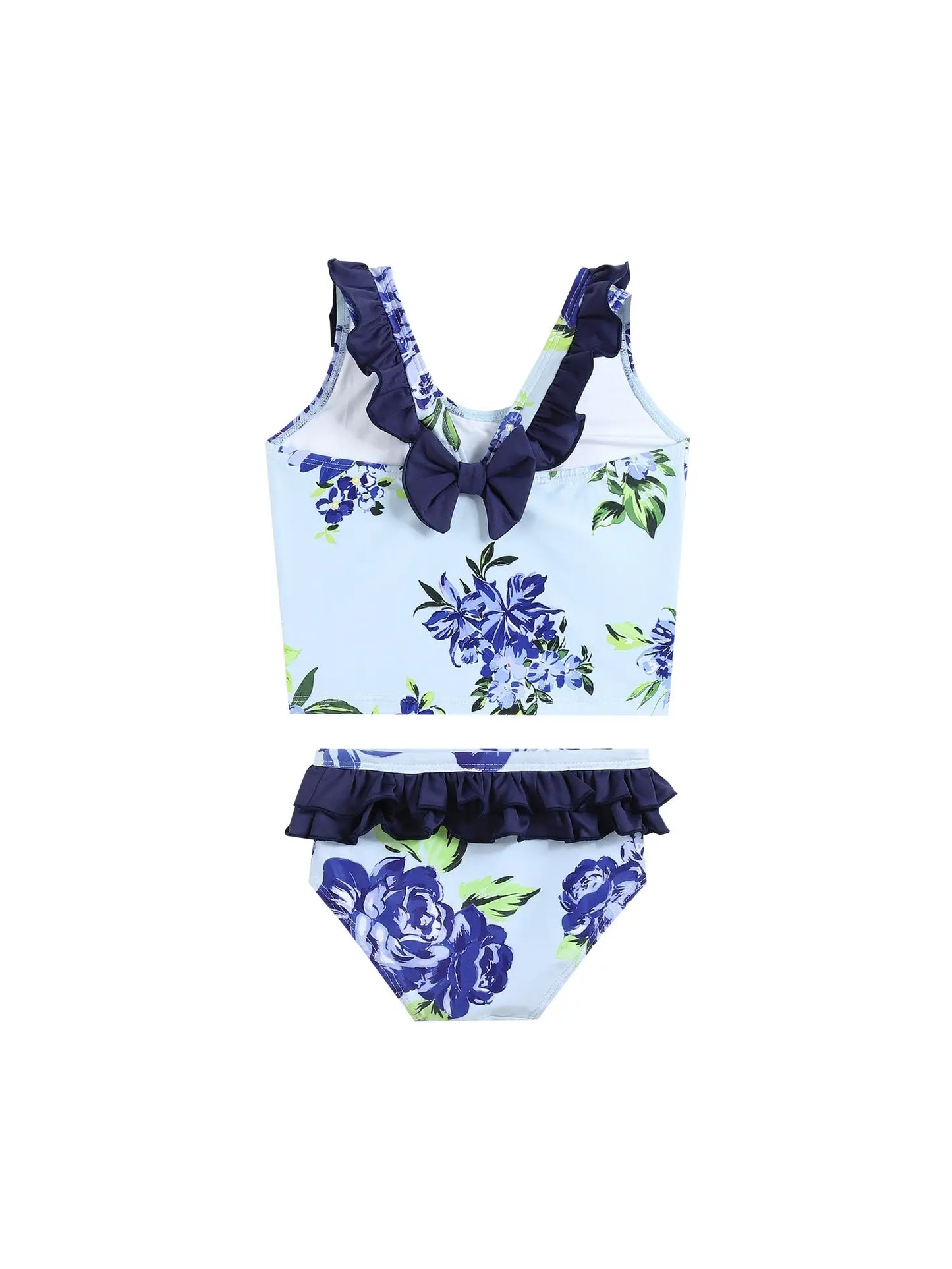 Blue Rose Ruffle Tankini Swim Set