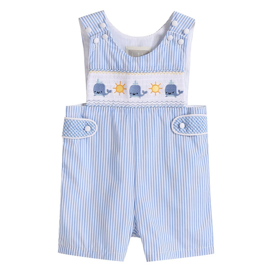 Lil Cactus Blue Striped Whale Smocked Jon Jons