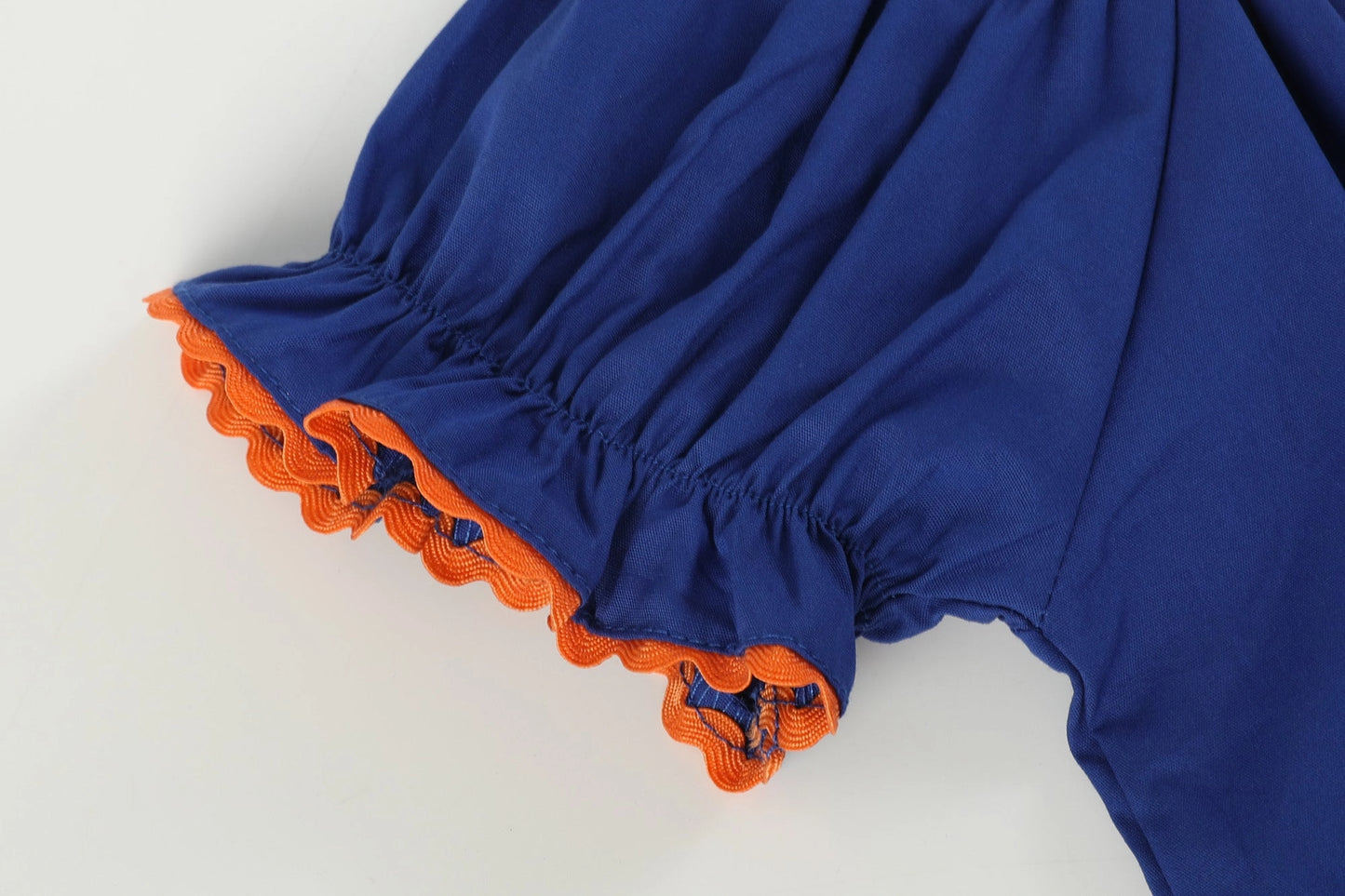 Blue and Orange Football Smocked Bishop Dress