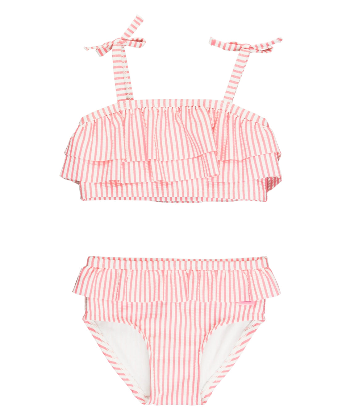 Bubblegum Pink Seersucker Seersucker Bow Ruffle Bikini