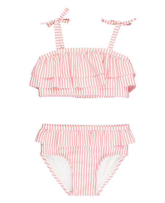 Bubblegum Pink Seersucker Seersucker Bow Ruffle Bikini