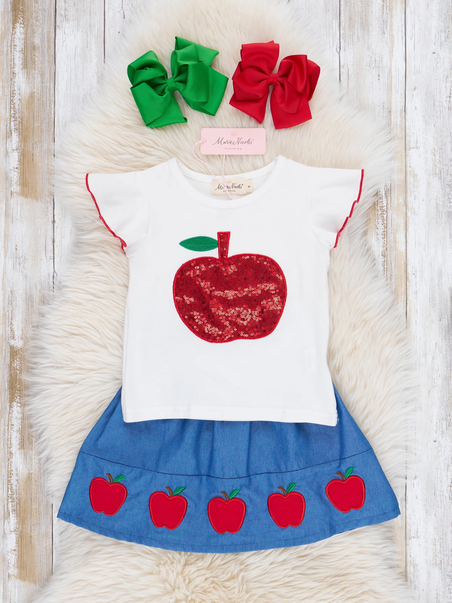 Chambray Red Apples Outfit