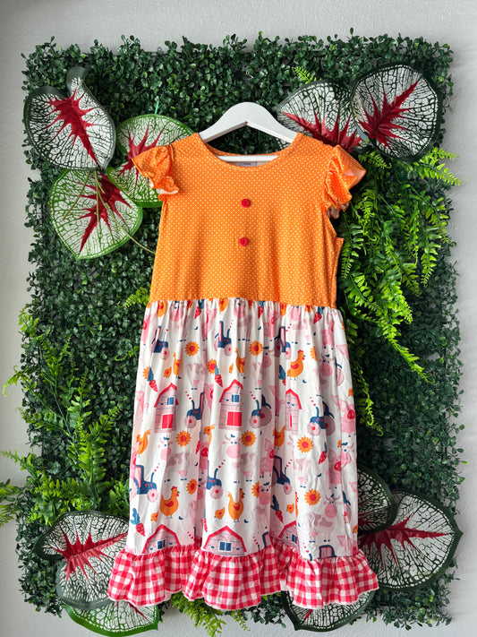Down on the Farm Dress: 9-10 years old