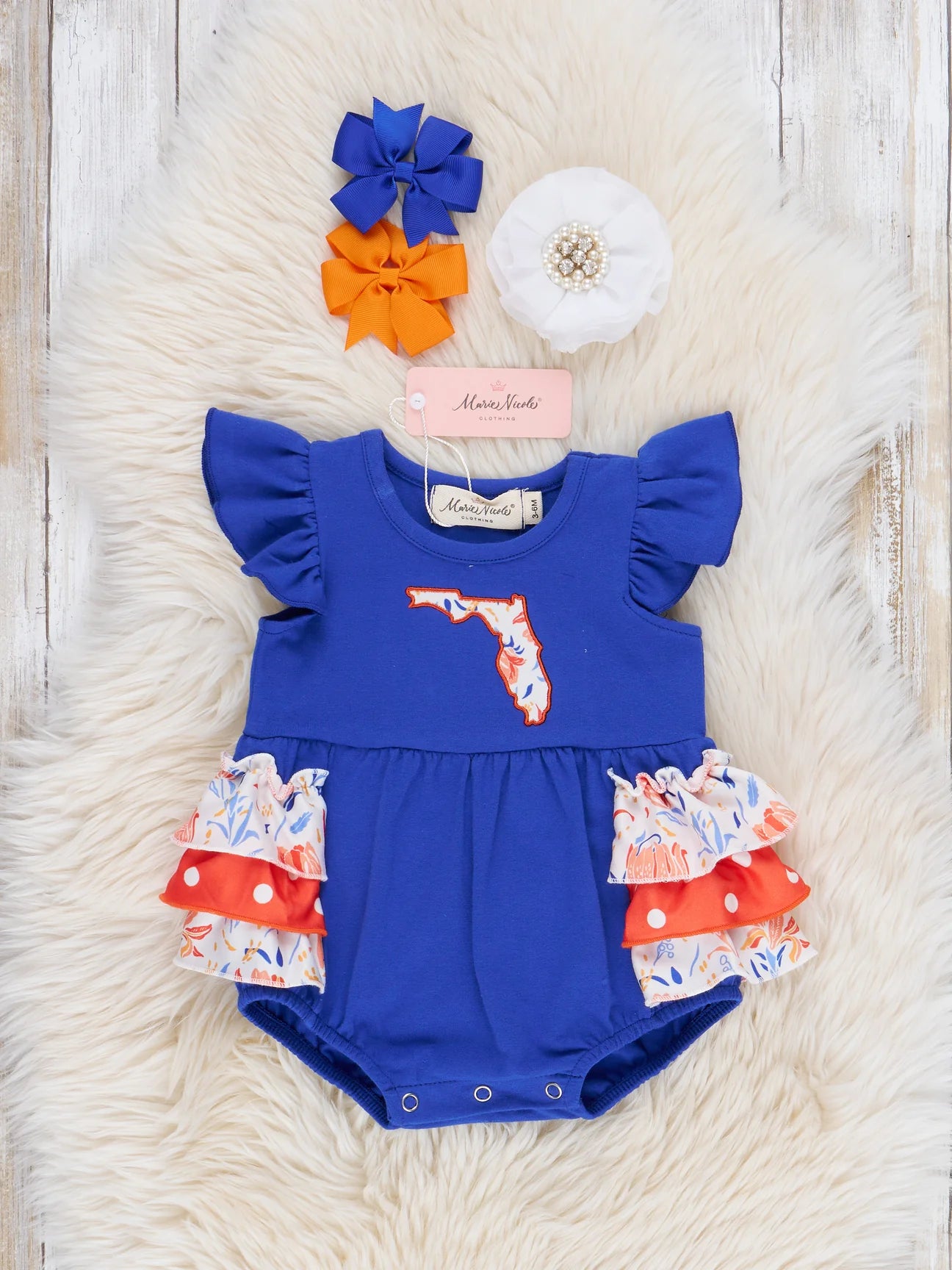 FL Blue Floral Ruffle Bubble