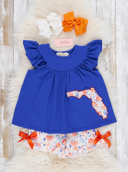 FL Blue Floral Ruffle Outfit