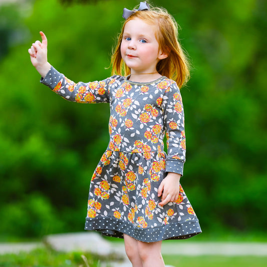 Shabby Floral Long Sleeve Dress