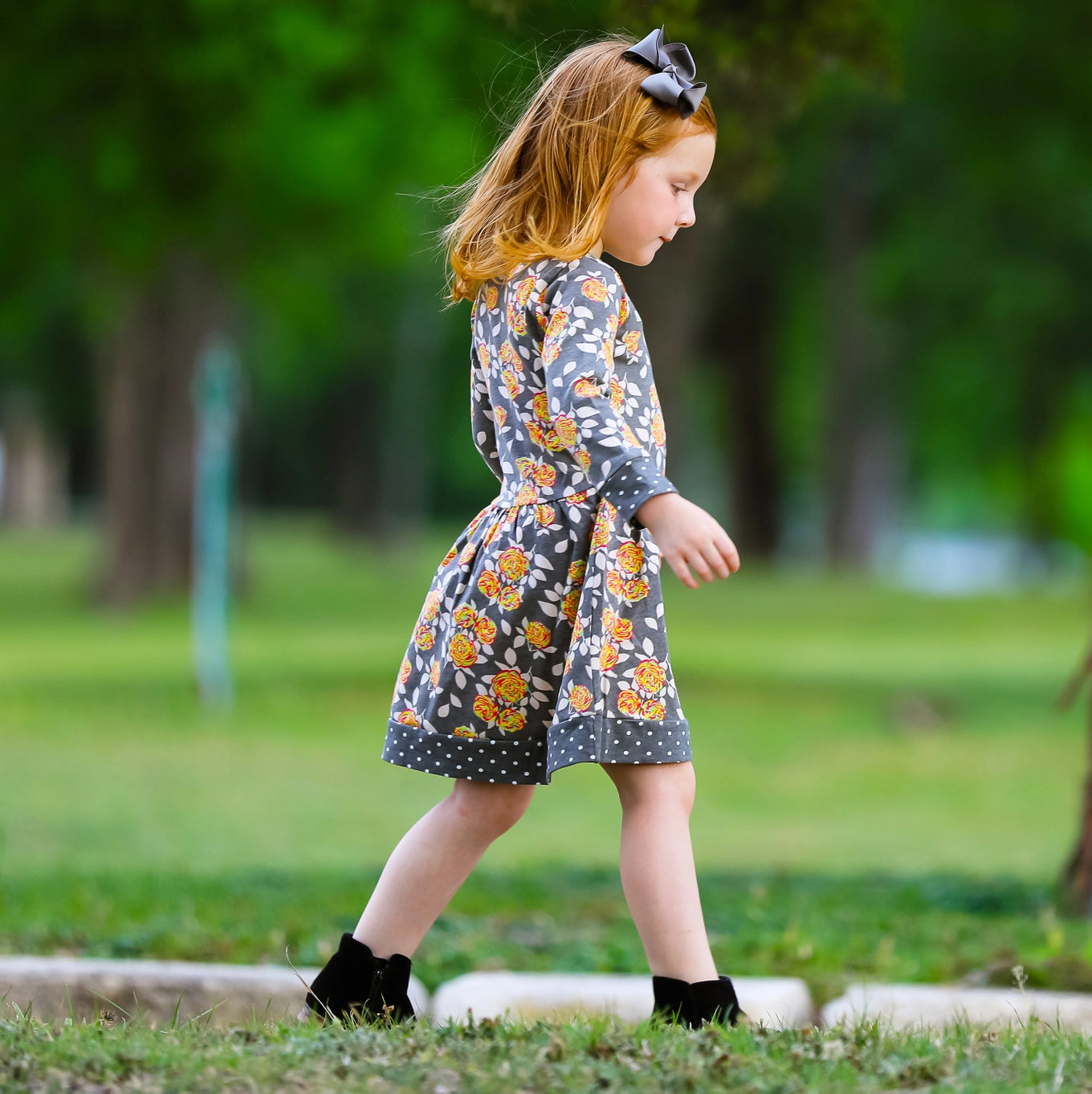 Shabby Floral Long Sleeve Dress