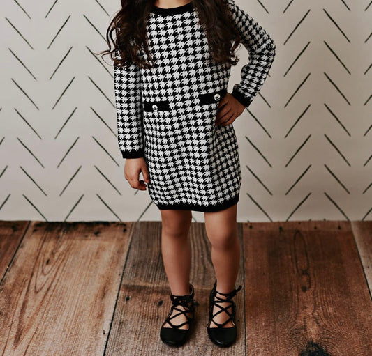 Houndstooth Check Sweater  Dress