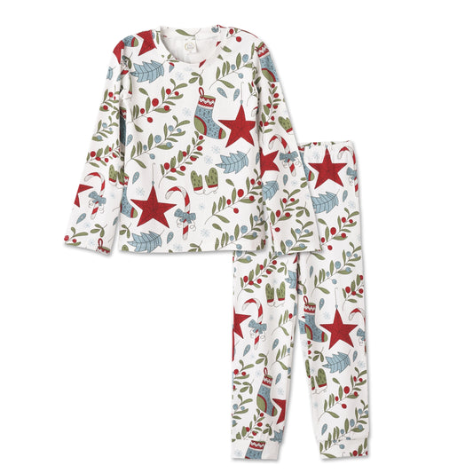 Girl's Christmas Stars Bamboo Pajama Set