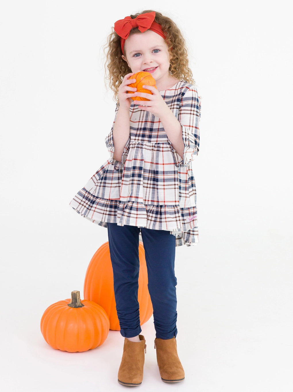 Girls Homegrown Harvest Plaid Ruffle Tunic