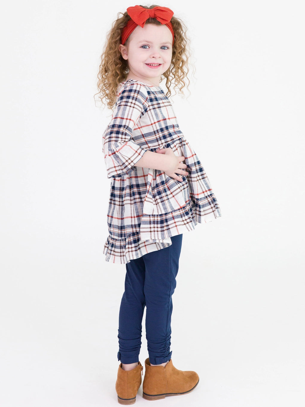 Girls Homegrown Harvest Plaid Ruffle Tunic