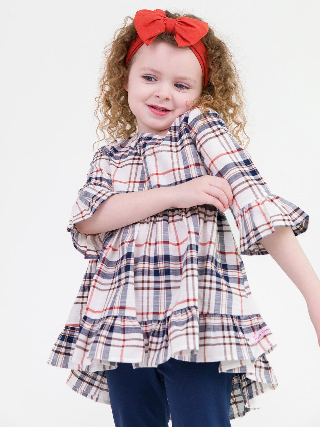 Girls Homegrown Harvest Plaid Ruffle Tunic