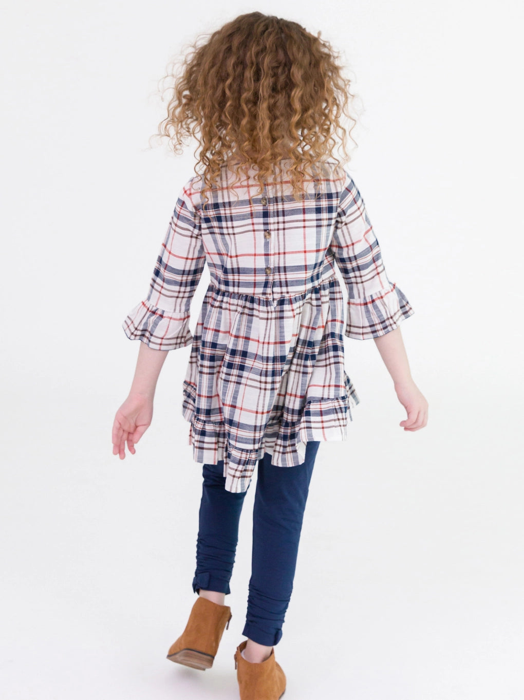 Girls Homegrown Harvest Plaid Ruffle Tunic