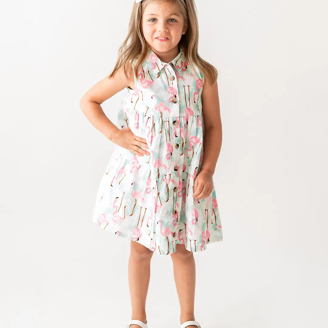 Flamingo Shirt Dress