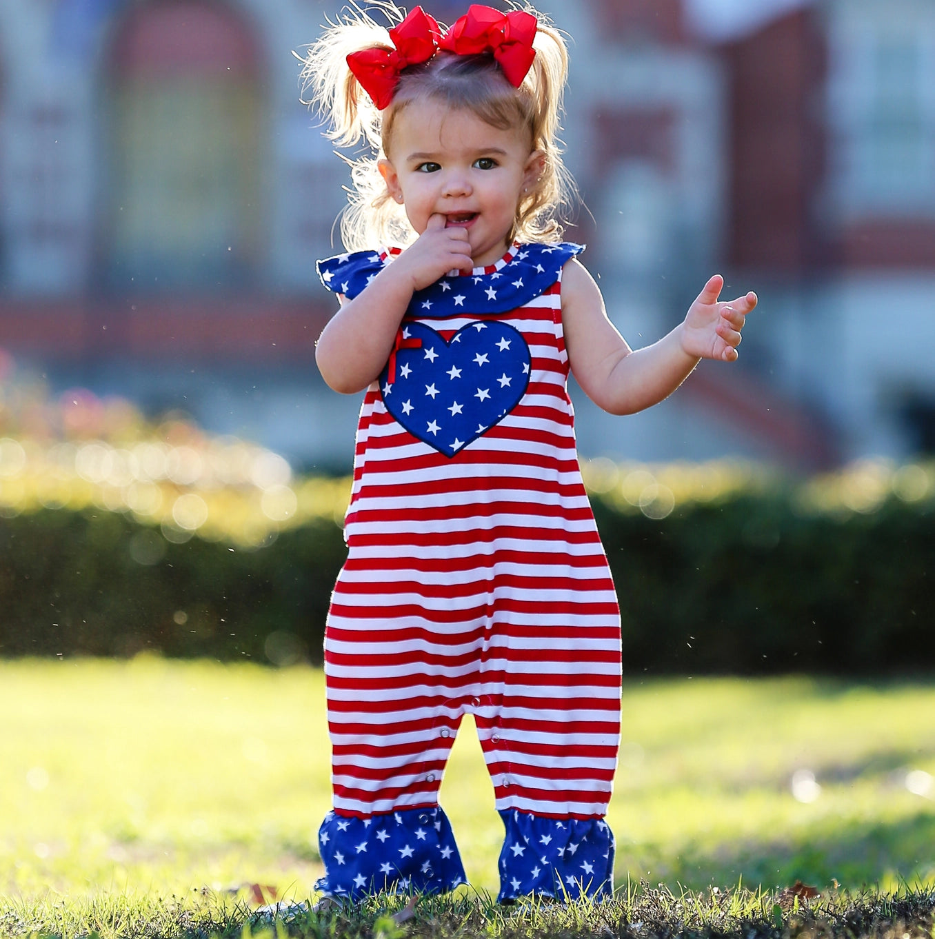 4th of July Heart Flag Romper