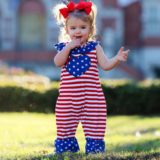 4th of July Heart Flag Romper