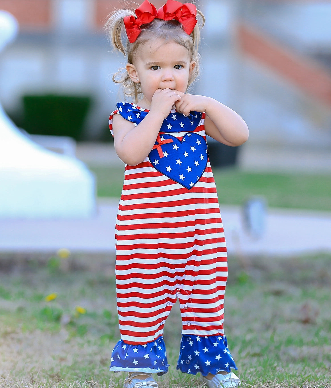 4th of July Heart Flag Romper