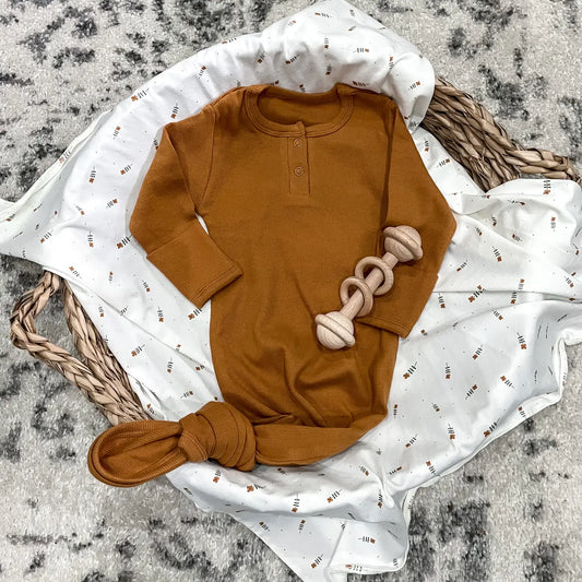 Knotted Baby Gown Rust