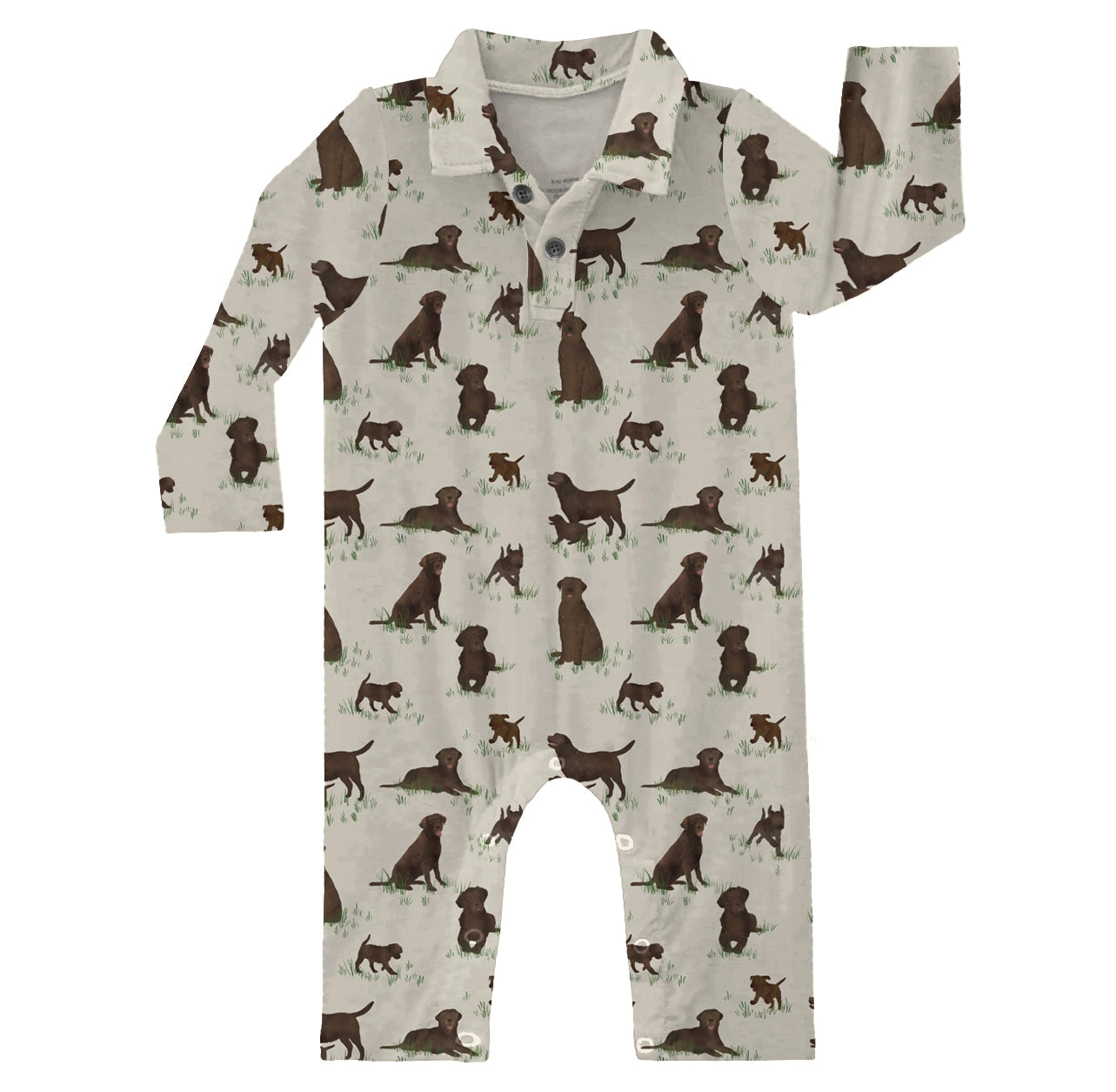 Labrador Dogs Long Sleeve Polo Romper