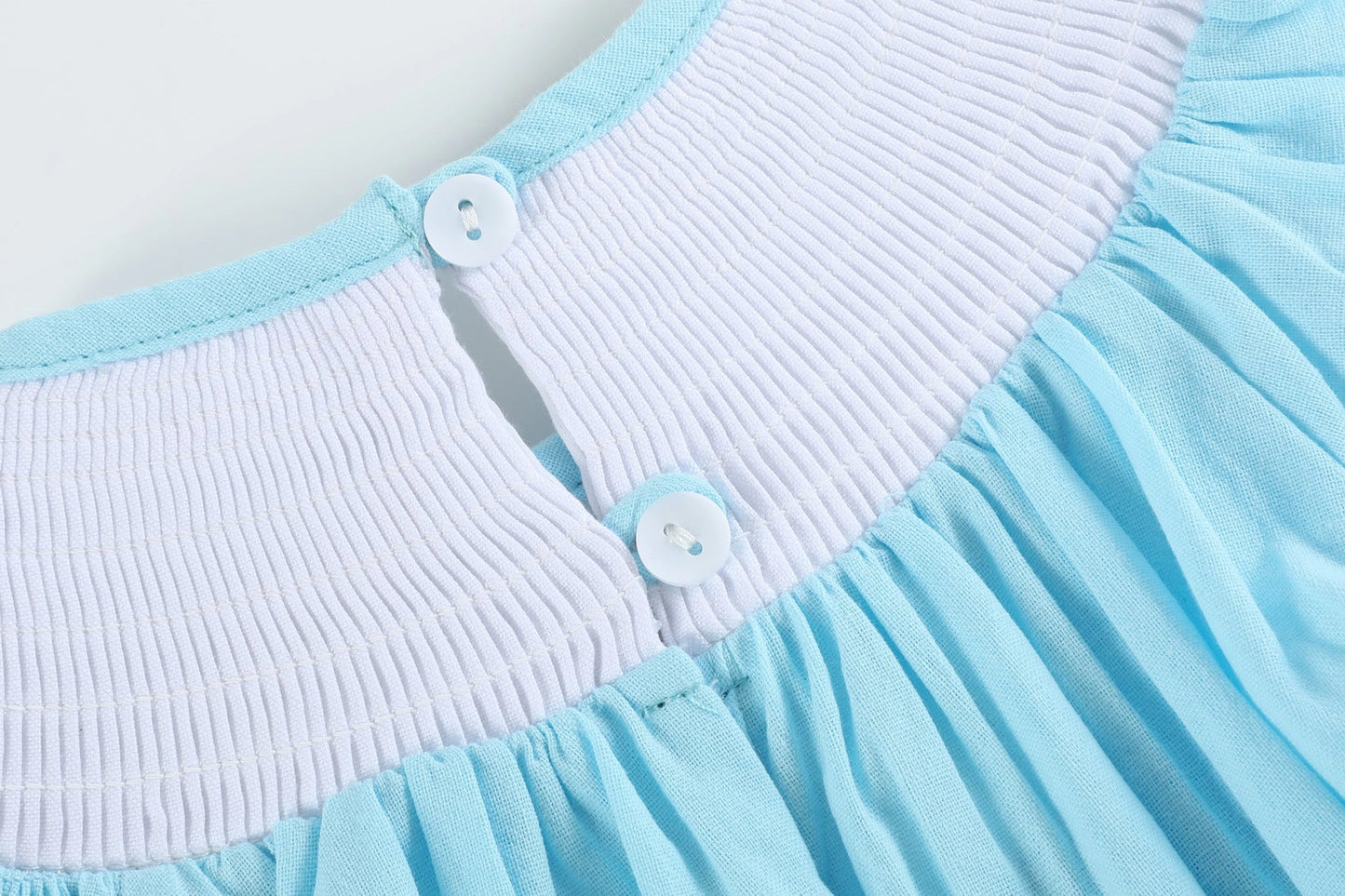 Light Blue Flamingo Smocked Flutter Romper