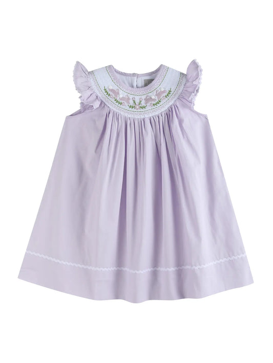 Light Purple Bunnies Smocked Bishop Dress