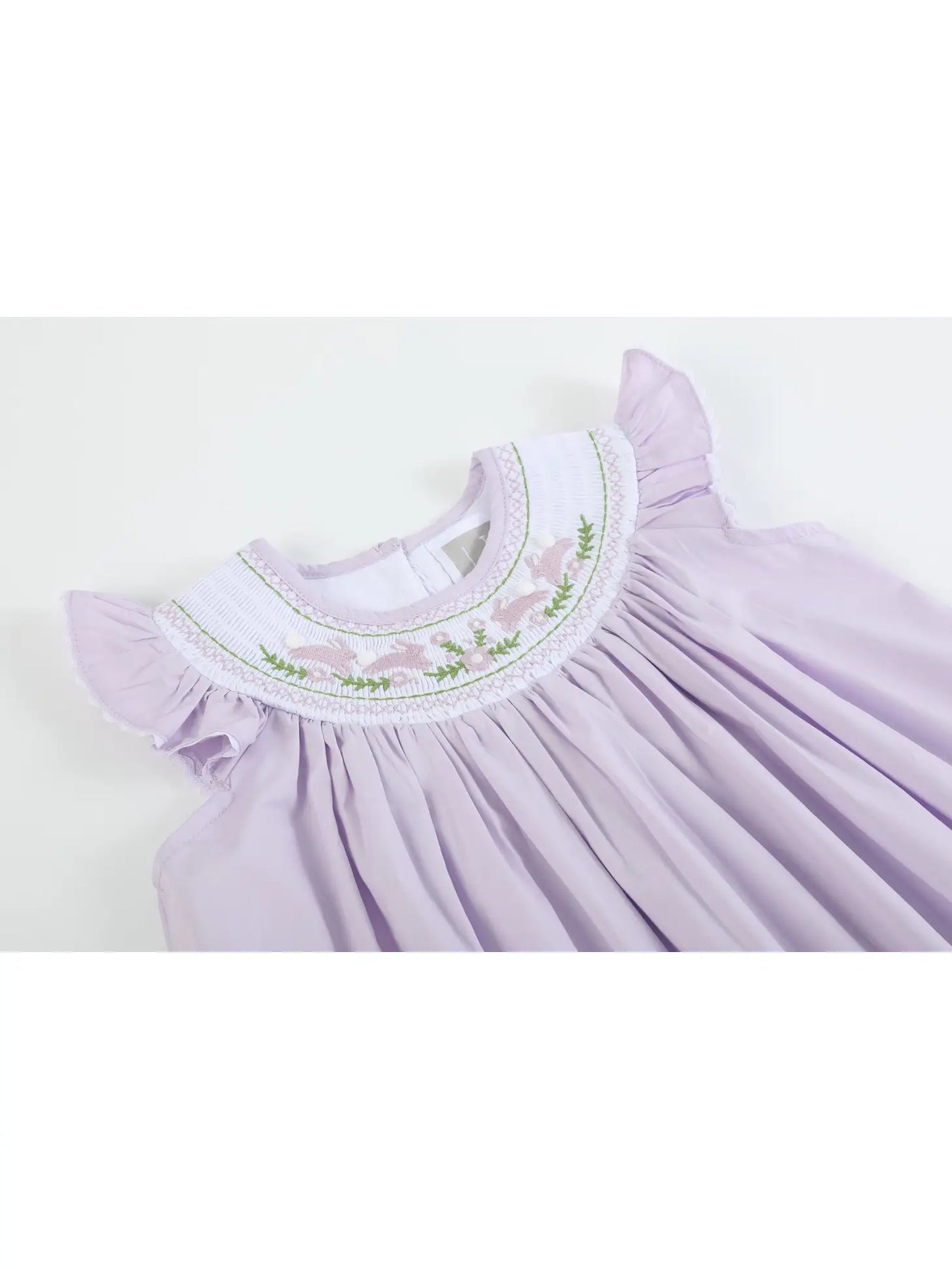 Light Purple Bunnies Smocked Bishop Dress