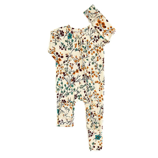 Maren Floral Ruffle Zip Bamboo Sleepies Little Baby Outfit