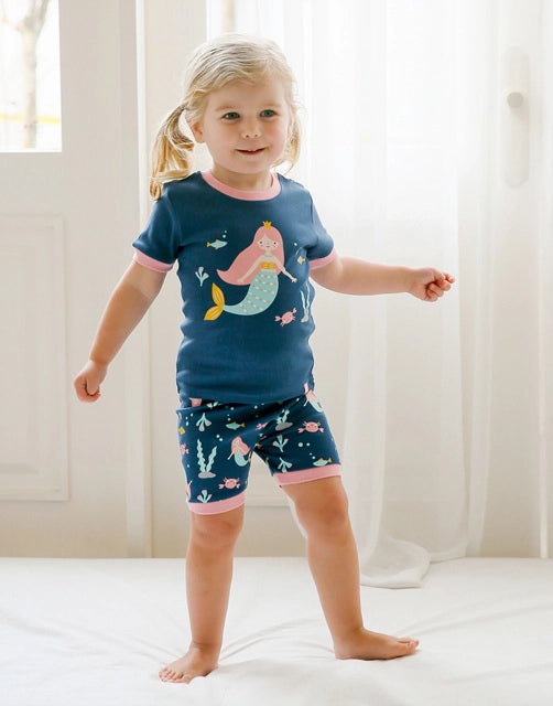 Mermaid Navy Short Sleeve Pajama Set