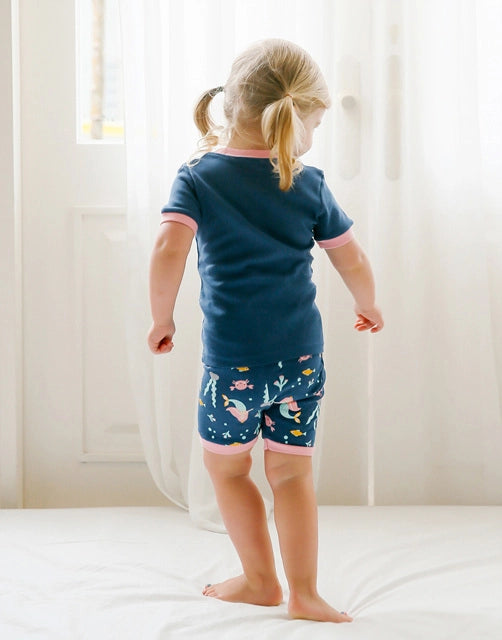 Mermaid Navy Short Sleeve Pajama Set