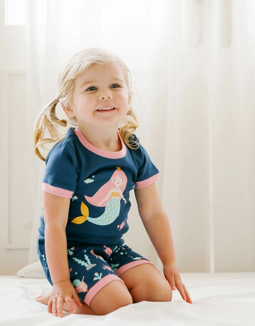 Mermaid Navy Short Sleeve Pajama Set