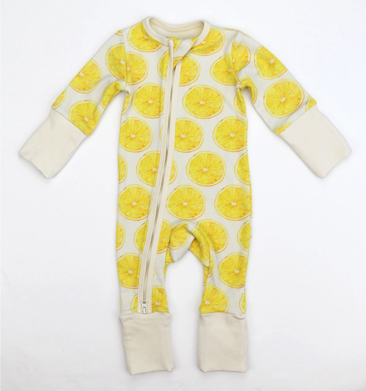 Organic Cotton Baby Pajamas 2-Way Zipper Sleeper, Citron